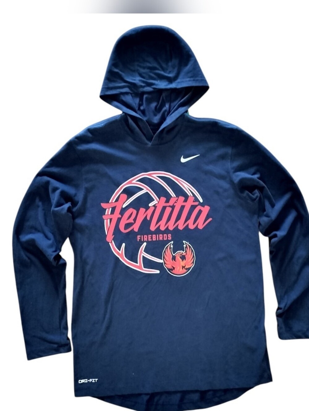 Nike Blue Lightweight Hooded Long Sleeve – Fertitta Firebird Print